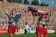 22 JUN 1994: THOMAS DOOLEY OF USA CELEBRATES WITH HIS TEAM MATES ON A LAP OF HONOUR AFTER THEIR 2-1 VICTORY OVER COLOMBIA . GAME FIFTEEN IN THE FIRST STAGE OF THE 1994 WORLD CUP FINALS. USA WON THE MATCH 2-1 Mandatory Credit: Shaun Botterill/ALLSPORT