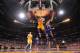 LOS ANGELES, CA - MARCH 25: Jodie Meeks #20 of the Los Angeles Lakers goes up for a shot against the New York Knicks at Staples Center on March 25, 2014 in Los Angeles, California. NOTE TO USER: User expressly acknowledges and agrees that, by downloading