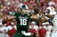 PASADENA, CA - JANUARY 01: Quarterback Connor Cook #18 of the Michigan State Spartans scrambles with the ball against the Stanford Cardinal during the 100th Rose Bowl Game presented by Vizio at the Rose Bowl on January 1, 2014 in Pasadena, California. (