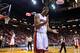 MIAMI, FL - MARCH 14: Shane Battier #31 of the Miami Heat reacts to a play during a game against the Denver Nuggets at American Airlines Arena on March 14, 2014 in Miami, Florida. NOTE TO USER: User expressly acknowledges and agrees that, by downloading a
