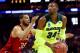 SAN ANTONIO, TX - MARCH 21: Cory Jefferson #34 of the Baylor Bears handles the ball against Walter Pitchford #35 of the Nebraska Cornhuskers in the second half during the second round of the 2014 NCAA Men's Basketball Tournament at AT&T Center on March 21