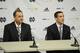 Mike Denbrock and Matt LaFleur meet with the media.