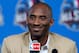 NEW ORLEANS, LA - FEBRUARY 16: Kobe Bryant of the Los Angeles Lakers addresses the media before the 2014 NBA All-Star game at the Smoothie King Center on February 16, 2014 in New Orleans, Louisiana. NOTE TO USER: User expressly acknowledges and agrees th