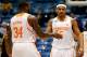 DAYTON, OH - MARCH 19: Jarnell Stokes #5 and Jeronne Maymon #34 of the Tennessee Volunteers celebrate after defeating the Iowa Hawkeyes 78-65 in overtime in the first round of the 2014 NCAA Men's Basketball Tournament at UD Arena on March 19, 2014 in Dayt