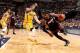 INDIANAPOLIS, IN - MARCH 26: LeBron James #6 of the Miami Heat drives against Paul George #24 of the Indiana Pacers during a game on March 26, 2014 at Bankers Life Fieldhouse in Indianapolis, IN. NOTE TO USER: User expressly acknowledges and agrees that,