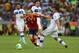FORTALEZA, BRAZIL - JUNE 27: Andres Iniesta of Spain competes with Christian Maggio of Italy during the FIFA Confederations Cup Brazil 2013 Semi Final match between Spain and Italy at Castelao on June 27, 2013 in Fortaleza, Brazil. (Photo by Jasper Juin