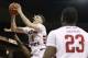 Mar 1, 2014; Fresno, CA, USA; Fresno State Bulldogs guard Tyler Johnson (1) attempts a shot against the San Diego State Aztecs in the second half at the Save Mart Center at Fresno State. The Aztecs defeated the Bulldogs 82-67. Mandatory Credit: Cary Edmon