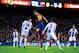 BARCELONA, SPAIN - NOVEMBER 01: Lionel Messi of FC Barcelona heads the ball towards goal during the La Liga match between FC Barcelona and RCD Espanyol at Camp Nou on November 1, 2013 in Barcelona, Spain. (Photo by David Ramos/Getty Images)