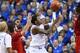 LEXINGTON, KY - DECEMBER 28: James Young #1 of the Kentucky Wildcats shoots the ball during 73-66 win over the Louisville Cardinals at Rupp Arena on December 28, 2013 in Lexington, Kentucky. (Photo by Andy Lyons/Getty Images)