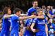 LONDON, ENGLAND - MARCH 22: Andre Schurrle of Chelsea celebrates scoring his second goal with, David Luiz, Samuel Eto'o, Oscar, Branislav Ivanovic of Chelsea during the Barclays Premier League match between Chelsea and Arsenal at Stamford Bridge on Marc