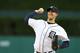 DETROIT, MI - SEPTEMBER 21: Rick Porcello #21 of the Detroit Tigers warms up prior to the start of the game against the Chicago White Sox at Comerica Park on September 21, 2013 in Detroit, Michigan. (Photo by Leon Halip/Getty Images)