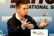 Carl Edwards makes a point at Daytona International Speedway