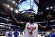 Mar 20, 2014; Orlando, FL, USA; Florida Gators center Patric Young (4) reacts after the men's college basketball game against the Albany Great Danes during the second round of the 2014 NCAA Tournament at Amway Center. Florida won 67-55. Mandatory Credit: