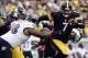 Oct 20, 2013; Pittsburgh, PA, USA; Pittsburgh Steelers quarterback Ben Roethlisberger (7) is sacked by Baltimore Ravens defensive tackle Brandon Williams (98) during the first half at Heinz Field. Mandatory Credit: Jason Bridge-USA TODAY Sports