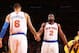 NEW YORK, NY - MAY 5: Tyson Chandler #6 of the New York Knicks high-fives teammate Raymond Felton #2 in Game One of the Eastern Conference Semifinals against the Indiana Pacers during the 2013 NBA Playoffs on May 5, 2013 at Madison Square Garden in New Yo