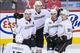 The Anaheim Ducks celebrate after a goal against Calgary.