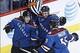 Colorado's Cody McLeod celebrates with teammates after scoring a goal against Vancouver.