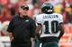 LANDOVER, MD - SEPTEMBER 09: Head coach Chip Kelly of the Philadelphia Eagles talks with wide receiver DeSean Jackson #10 before taking on the Washington Redskins at FedExField on September 9, 2013 in Landover, Maryland. (Photo by Rob Carr/Getty Images)