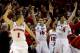 MILWAUKEE, WI - MARCH 22: Ben Brust #1 of the Wisconsin Badgers celebrates a three point shot in the second half against the Oregon Ducks during the third round of the 2014 NCAA Men's Basketball Tournament at BMO Harris Bradley Center on March 22, 2014 i