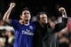 LONDON - MARCH 8: Frank Lampard and Jose Mourinho of Chelsea celebrate victory at the end of the UEFA Champions League, First Knockout Round, Second Leg match between Chelsea and Barcelona at Stamford Bridge on March 8, 2005 in London, England. (Photo b