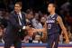 Nov 21, 2013; New York, NY, USA; Connecticut Huskies head coach Kevin Ollie congratulates guard Shabazz Napier (13) as they hold off Boston College Eagles at Madison Square Garden. Connecticut Huskies defeat the Boston College Eagles 72-70. Mandatory Cre