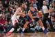 Jan 24, 2014; Chicago, IL, USA; Los Angeles Clippers power forward Blake Griffin (32) is defended by Chicago Bulls center Joakim Noah (13) during the first quarter at the United Center. Mandatory Credit: Rob Grabowski-USA TODAY Sports