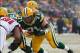 Dec 8, 2013; Green Bay, WI, USA; Green Bay Packers guard Josh Sitton (71) during the game against the Atlanta Falcons at Lambeau Field. Green Bay won 22-21. Mandatory Credit: Jeff Hanisch-USA TODAY Sports