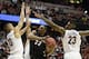 Mar 27, 2014; Anaheim, CA, USA; San Diego State Aztecs forward Josh Davis (22) drives to the basket between Arizona Wildcats guard Nick Johnson (13), forward Aaron Gordon (11, second from left), and forward Rondae Hollis-Jefferson (23) during the first ha