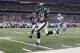 ARLINGTON, TX - JANUARY 9: Jeremy Maclin #18 of the Philadelphia Eagles runs for a 76-yard touchdown in the second quarter on a pass from quarterback Michael Vick #7 against the Dallas Cowboys during the 2010 NFC wild-card playoff game at Cowboys Stadium