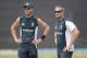 CHITTAGONG, BANGLADESH - MARCH 26: England captain Stuart Broad speaks with coach Ashley Giles during a nets session at Zahur Ahmed Chowdhury Stadium on March 26, 2014 in Chittagong, Bangladesh. (Photo by Gareth Copley/Getty Images)