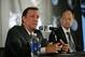 MINNEAPOLIS, MN - MAY 3: Phil 'Flip' Saunders, new President of Basketball Operations of the Minnesota Timberwolves is introduced to the media by team owner Glen Taylor on May 3, 2013 at Target Center in Minneapolis, Minnesota. NOTE TO USER: User expres