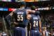 SALT LAKE CITY, UT - DECEMBER 04: Roy Hibbert #55 and Paul George #24 of the Indiana Pacers share a word during the game against the Utah Jazz at EnergySolutions Arena on December 04, 2013 in Salt Lake City, Utah. NOTE TO USER: User expressly acknowledges