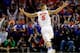 MEMPHIS, TN - MARCH 29: Scottie Wilbekin #5 of the Florida Gators celebrates after hitting a three pointer to end the first half against the Dayton Flyers during the south regional final of the 2014 NCAA Men's Basketball Tournament at the FedExForum on M
