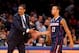 Nov 21, 2013; New York, NY, USA; Connecticut Huskies head coach Kevin Ollie congratulates guard Shabazz Napier (13) as they hold off Boston College Eagles at Madison Square Garden. Connecticut Huskies defeat the Boston College Eagles 72-70. Mandatory Cre