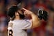 ARLINGTON, TX - NOVEMBER 01: Brian Wilson #38 of the San Francisco Giants celebrates after the Giants won 3-1 against the Texas Rangers in Game Five of the 2010 MLB World Series at Rangers Ballpark in Arlington on November 1, 2010 in Arlington, Texas. (
