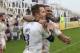 NEWCASTLE UPON TYNE, ENGLAND - MARCH 30: Josh Drauniniu (R), who scored the match winning try celebrates with team mate Alex Grove after Worcester secure their first victory of the season during the Aviva Premiership match between Newcastle Falcons and