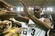WINSTON-SALEM, NC - FEBRUARY 2: Chris Paul #3 of the Wake Forest Demon Deacons celebrates with fans after their victory over the Duke Blue Devils during their game on February 2, 2005 at Lawrence Joel Veterans Memorial Coliseum in Winston-Salem, North Ca
