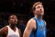 OKLAHOMA CITY, OK - MARCH 16: Kevin Durant #35 of the Oklahoma City Thunder stands on the court during a game against Dirk Nowitzki #41 of the Dallas Mavericks on March 16, 2014 at the Chesapeake Energy Arena in Oklahoma City, Oklahoma. NOTE TO USER: User