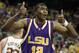 ATLANTA - MARCH 25: Tyrus Thomas #12 of the LSU Tigers signals for a jump ball during the fourth round game of the 2006 NCAA Division I Men's Basketball Tournament Regional against the Texas Longhorns at the Georgia Dome on March 25, 2006 in Atlanta, Geo