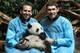 CHENGDU, CHINA - APRIL 19: (L-R) Sergio Garcia of Spain and Padraig Harrington of Ireland pose for photos with a baby Panda during a visit to the Chengdu Research Base of Giant Panda Breeding on April 19, 2011 in Chengdu, China. (Photo by Ian Walton/Get