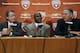 Texas president Bill Powers (left), HC Charlie Strong (center) and AD Steve Patterson (right)