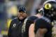 EUGENE, OR - NOVEMBER 19: Linebacker coach Don Pellum of the Oregon Ducks yells out instructions to his players before the game against the USC Trojans at Autzen Stadium on November 19, 2011 in Eugene, Oregon. (Photo by Steve Dykes/Getty Images)