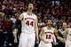 MILWAUKEE, WI - MARCH 22: Frank Kaminsky #44 and Traevon Jackson #12 of the Wisconsin Badgers celebrate defeating the Oregon Ducks during the third round of the 2014 NCAA Men's Basketball Tournament at BMO Harris Bradley Center on March 22, 2014 in Milwa