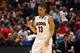 ANAHEIM, CA - MARCH 27: Nick Johnson #13 of the Arizona Wildcats reacts after making a three-pointer in the second half while taking on the San Diego State Aztecs during the regional semifinal of the 2014 NCAA Men's Basketball Tournament at the Honda Cen
