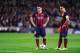 BARCELONA, SPAIN - APRIL 01: Lionel Messi (L) and Xavi Hernandez of Barcelona prepare to take a free kick during the UEFA Champions League Quarter Final first leg match between FC Barcelona and Club Atletico de Madrid at Camp Nou on April 1, 2014 in Barce