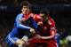 LONDON, ENGLAND - FEBRUARY 06: Fernando Torres of Chelsea is challenged by Daniel Agger of Liverpool during the Barclays Premier League match between Chelsea and Liverpool at Stamford Bridge on February 6, 2011 in London, England. (Photo by Laurence Gri