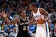 OKLAHOMA CITY, OK - APRIL 03: Kevin Durant #35 of the Oklahoma City Thunder handles the ball against Kawhi Leonard #2 of the San Antonio Spurs on April 03, 2014 at the Chesapeake Energy Arena in Oklahoma City, Oklahoma. NOTE TO USER: User expressly acknow