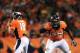 DENVER, CO - SEPTEMBER 23: Chris Clark #75 protects Peyton Manning #18 of the Denver Broncos in the second quarter against the Oakland Raiders at Sports Authority Field at Mile High on September 23, 2013 in Denver, Colorado. (Photo by Doug Pensinger/Ge