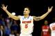 MEMPHIS, TN - MARCH 29: Scottie Wilbekin #5 of the Florida Gators celebrates after hitting a three pointer to end the first half against the Dayton Flyers during the south regional final of the 2014 NCAA Men's Basketball Tournament at the FedExForum on M