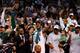 BOSTON - JUNE 17: Paul Pierce #34 of the Boston Celtics is interviewed by Stuart Scott at the end of Game Six of the 2008 NBA Finals against the Los Angeles Lakers on June 17, 2008 at TD Banknorth Garden in Boston, Massachusetts. The Celtics defeated the